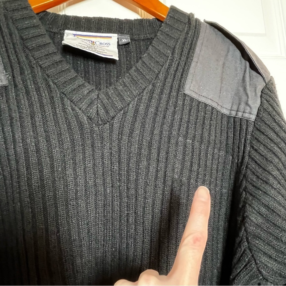Men's Flying Cross V-Neck Uniform Sweater in Black Size XL - Picture 4 of 7